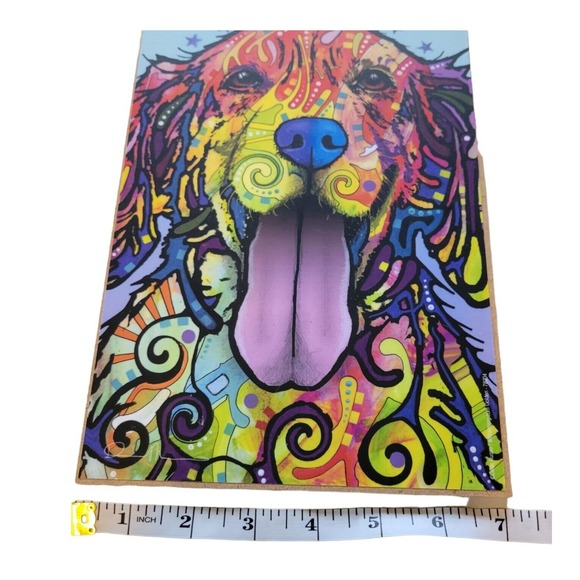Dog is Love Dean Russo Golden Retriever Abstract Pop Art Wooden Art Plaque USA - Picture 5 of 6
